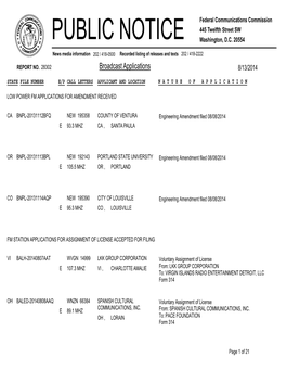 Broadcast Applications 8/13/2014