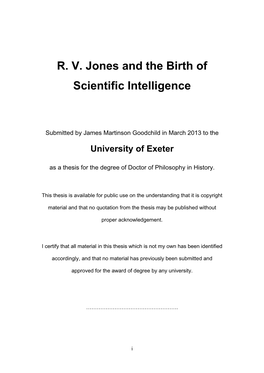 R. V. Jones and the Birth of Scientific Intelligence