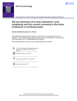 Rural Complexity and the Ceramic Economy in the Indus Civilisation in Northwest India