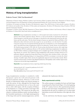 History of Lung Transplantation