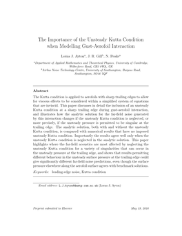 The Importance of the Unsteady Kutta Condition When Modelling Gust-Aerofoil Interaction