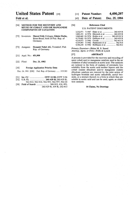 United States Patent (19) 11 Patent Number: 4,490,297 Feld Et Al