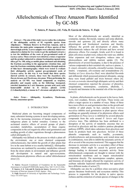 Allelochemicals of Three Amazon Plants Identified by GC-MS