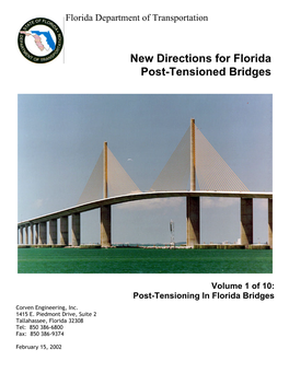Volume 1 of 10: Post-Tensioning in Florida Bridges Corven Engineering, Inc