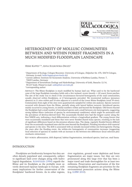 Heterogeneity of Mollusc Communities Between and Within Forest Fragments in a Much Modified Floodplain Landscape