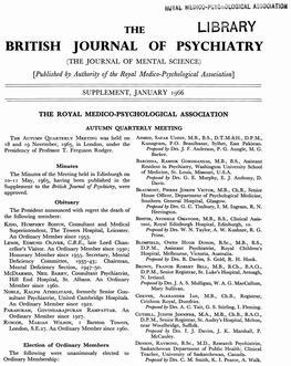 The Library British Journal of Psychiatry (The Journal of Mental Science)