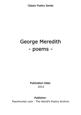 George Meredith - Poems