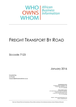 Freight Transport by Road