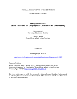 Taxing Billionaires: Estate Taxes and the Geographical Location of the Ultra-Wealthy