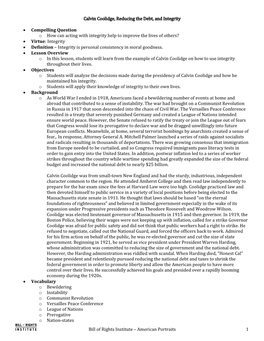 American Portraits 1 Calvin Coolidge, Reducing the Debt