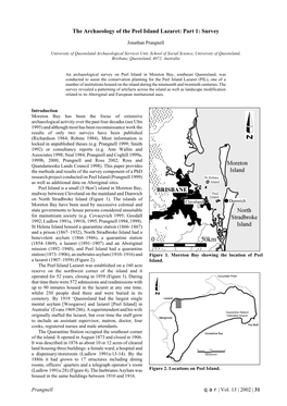 The Archaeology of the Peel Island Lazaret: Part 1: Survey