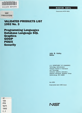 Validated Products List, 1992 No. 3