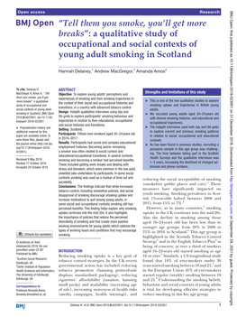 A Qualitative Study of Occupational and Social Contexts of Young Adult Smoking in Scotland