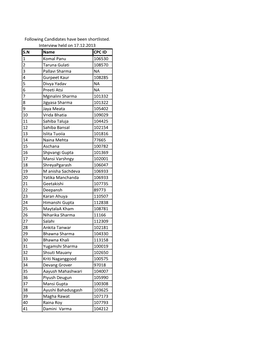 Oberoi Hotel List of Selected.Xlsx