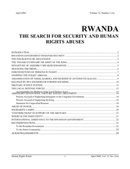 Rwanda the Search for Security and Human Rights Abuses