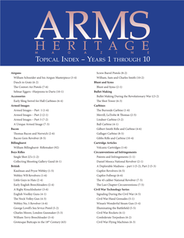 Topical Index – Years 1 Through 10