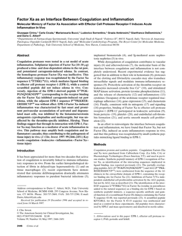 Factor Xa As an Interface Between Coagulation and Inflammation