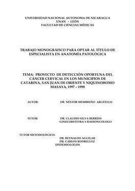 Universidad Nacional Autonoma De Nicaragua Unan - León Facultad De Ciencias Médicas