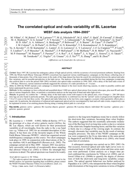 The Correlated Optical and Radio Variability of BL Lacertae. WEBT