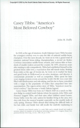 Casey Tibbs: "America's Most Beloved Cowboy"