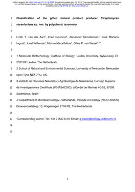 Classification of the Gifted Natural Product Producer Streptomyces