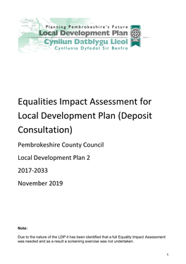 Equality Impact Assessment Deposit Plan