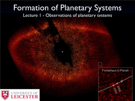 Formation of Planetary Systems Lecture 1 - Observations of Planetary Systems
