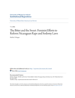 The Bitter and the Sweet: Feminist Efforts to Reform Nicaraguan Rape and Sodomy Laws, 26 U