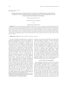 Rediscovery of Actinote Zikani (D'almeida) (Nymphalidae, Heliconiinae, Acraeini): Natural History, Population Biology and Conser