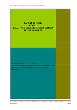 Plan Urbanistic General COMUNA TUFENI, Judetul Olt