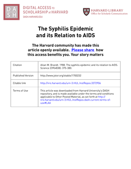 The Syphilis Epidemic and Its Relation to AIDS