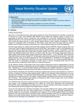 June Nepal Monthly Situation Update 7 July