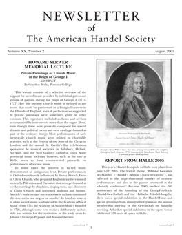 NEWSLETTER of the American Handel Society