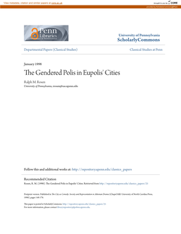 The Gendered Polis in Eupolis' Cities Ralph M