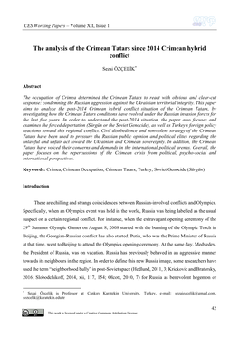 The Analysis of the Crimean Tatars Since 2014 Crimean Hybrid Conflict