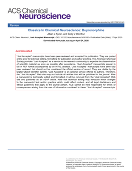 Classics in Chemical Neuroscience: Buprenorphine Jillian L Kyzer, and Cody J Wenthur ACS Chem