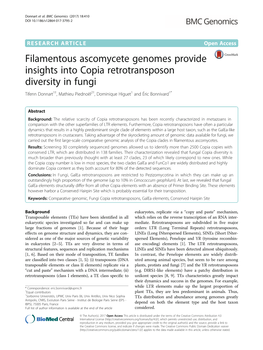 Filamentous Ascomycete Genomes Provide Insights Into Copia