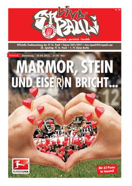 Mit A2-Poster Im Innenteil „Marmor, Stein Und Eisen Bricht” Von Drafi Deutscher Ist Das, Was FC St