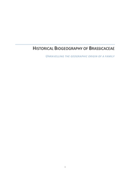 Historical Biogeography of Brassicaceae
