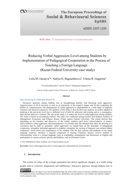 Reducing Verbal Aggression Level Among Students by Implementation
