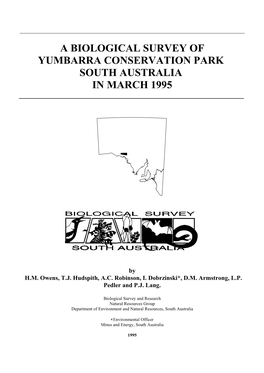 A Biological Survey of Yumbarra Conservation Park South Australia in March 1995 ______