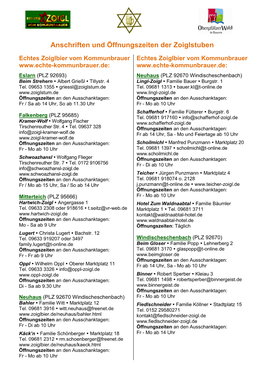 Anschriften Und Öffnungszeiten Der Zoiglstuben