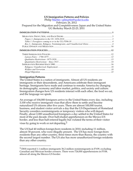 US Immigration Patterns and Policies