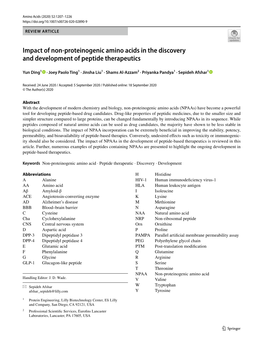 Impact of Non-Proteinogenic Amino Acids in the Discovery And