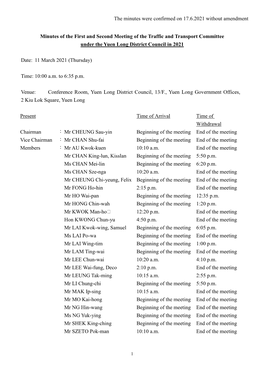 The Minutes Were Confirmed on 17.6.2021 Without Amendment