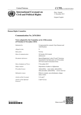 International Covenant on Civil and Political Rights (115Th Session)