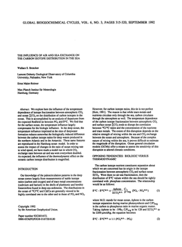 The Influence of Air and Sea Exchange on the Carbon Isotope Distribution