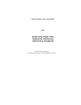 Eeo Public File Report Wero (Fm), Wqsl (Fm), Wqzl(Fm)