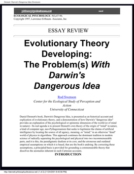 Darwin's Dangerous Idea (Swenson)