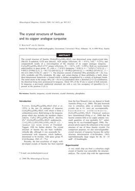 The Crystal Structure of Faustite and Its Copper Analogue Turquoise